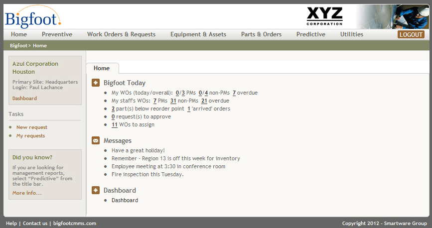 Web CMMS login Screen