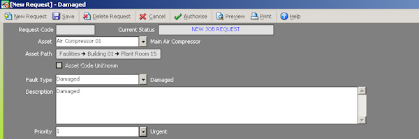 Work Order Software Screen